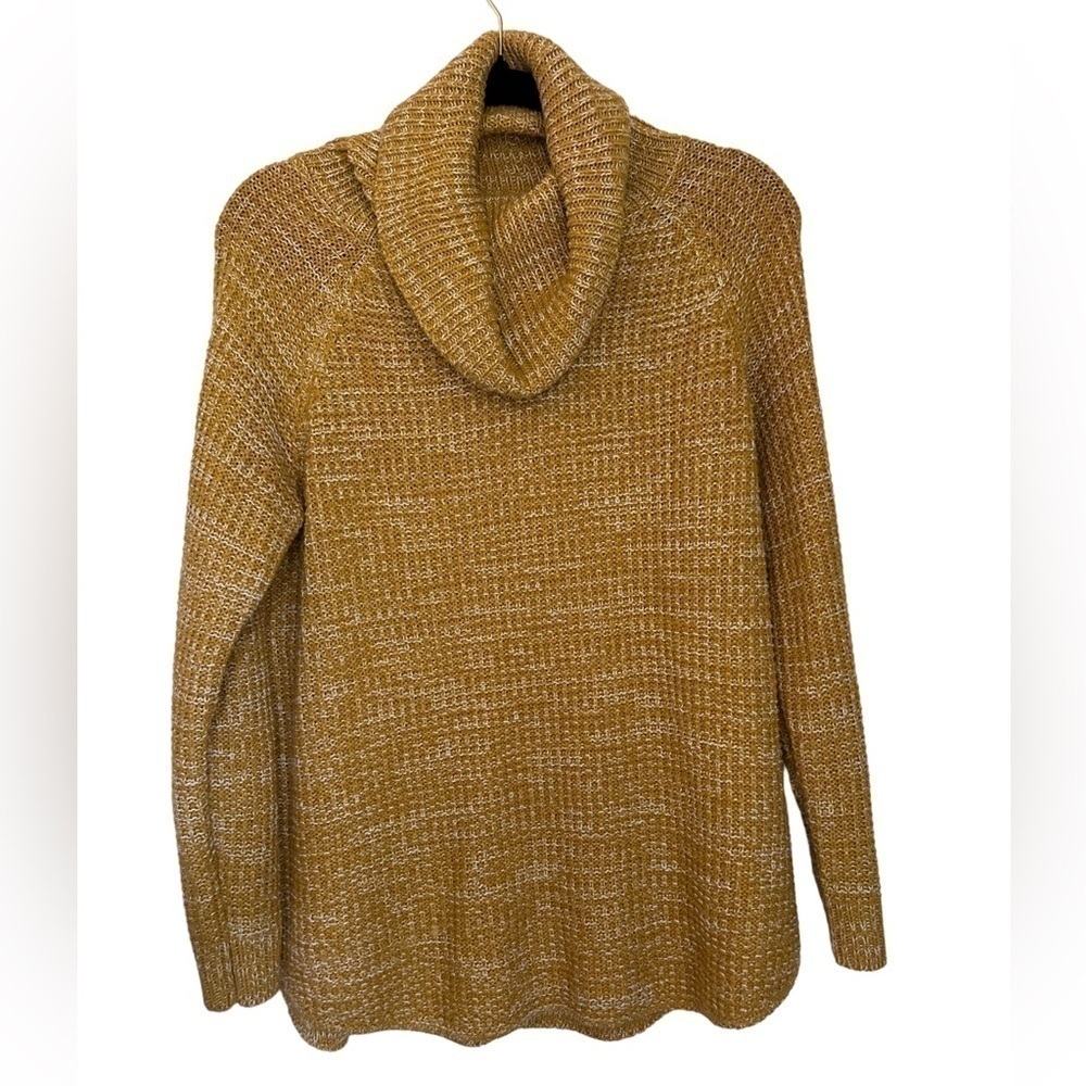 It’s Our Time Knit Oversized Turtleneck Sweater- Yellow/White Size L